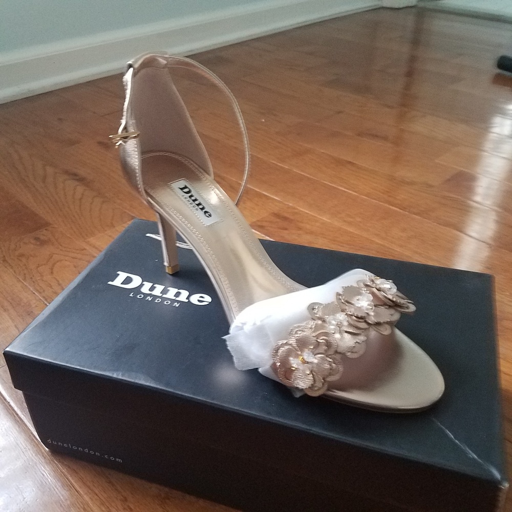 Rose Gold "Magnolea Mid-Heel Sandal" Dune London